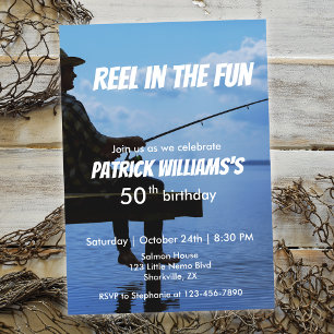 Reel in the Fun Sunset Fisherman 50th Birthday Invitation