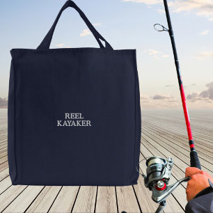 REEL KAYAKER for Kayak Fishing and Fishermen  Embroidered Tote Bag