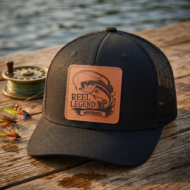 Reel Legend Personalized Fishing Leather Patch Hat (Creator Uploaded)