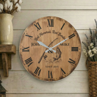 Reel Memories Real Bonding | Custom Fishing  Large Clock