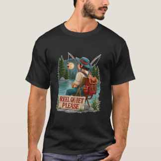 Reel Quiet Please Funny Night Fishing T-Shirt