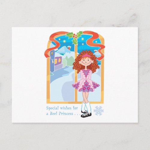 Reel Redhead Princess Christmas Holiday Postcard