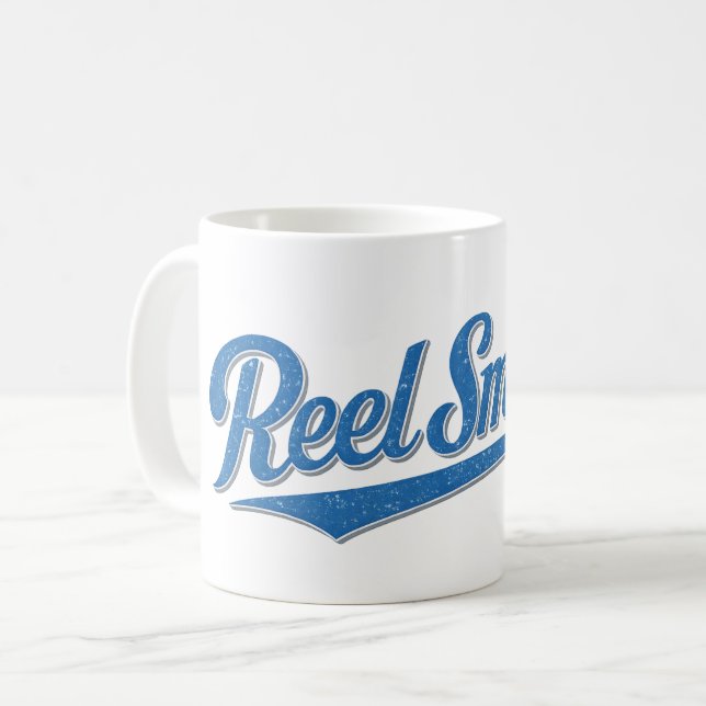 Reel Smooth Fisherman | Retro Coastal Life Fishing Coffee Mug (Front Left)