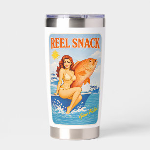 Reel Snack Retro Pin-Up Red Snapper Fishing Boater Insulated Tumbler