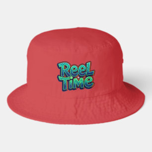 Reel Time Fishing Funny Pun Gift for Fisherman Bucket Hat
