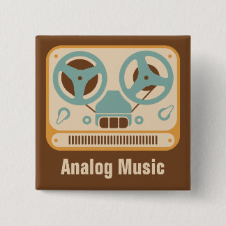 Reel to Reel ❝Analog Music❞ Tape Recorder Pinback Button