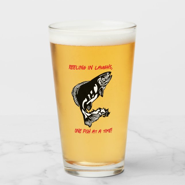 Reeling in laughs... - Fishing Beer Glass (Front Filled)
