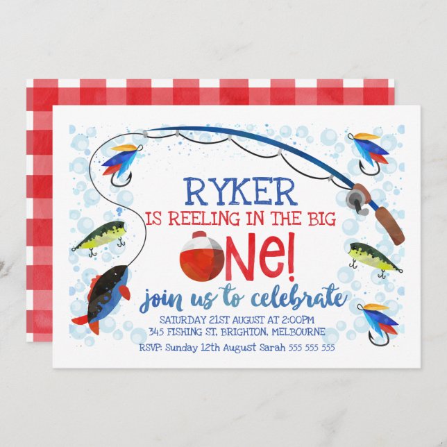 Reeling In The Big one birthday invitatation Invitation (Front/Back)