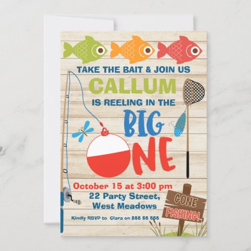 Reeling in the big one first birthday invitation