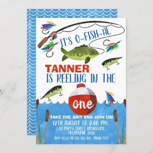 Fishing Birthday Party Invitation - Fish, Camping, Fishing, Bait, 1st  Birthday, Reel in the Big One Col…
