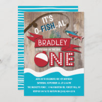 Reeling In The Big One Fishing 1st Birthday Invitation