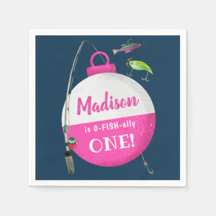 Reeling in the big ONE Fishing Birthday  Napkins