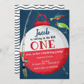 1st Birthday Reeling in the Big One - Shaped Fill-In Invitations