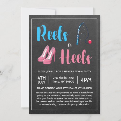 Reels or Heels Fishing Gender Reveal Invitation