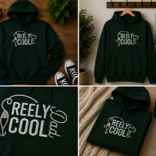 Reely Cool Dad Fishing Gift Embroidered Hoodie