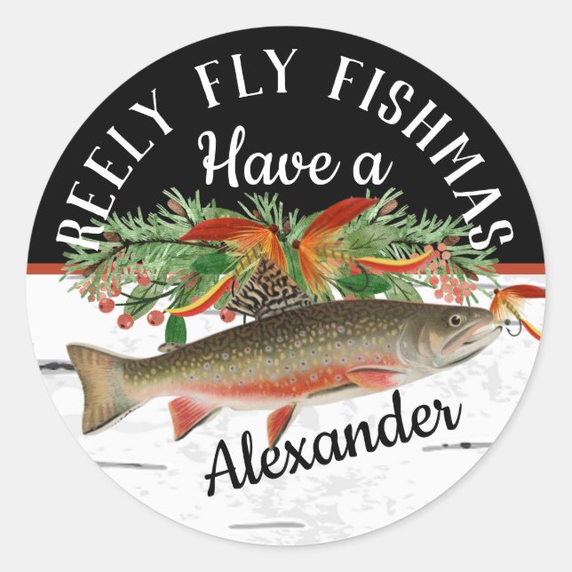  Reely Fly Fishmas  Fishing Christmas  Classic Round Sticker (Front)