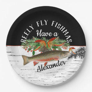Reely Fly Fishmas Fishing Christmas Paper Plates