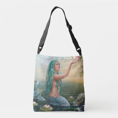 reen haired mermaid crossbody bag