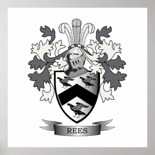 Rees Family Crest Coat of Arms Poster