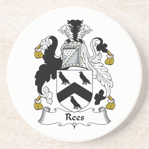 Rees Family Crest Sandstone Coaster