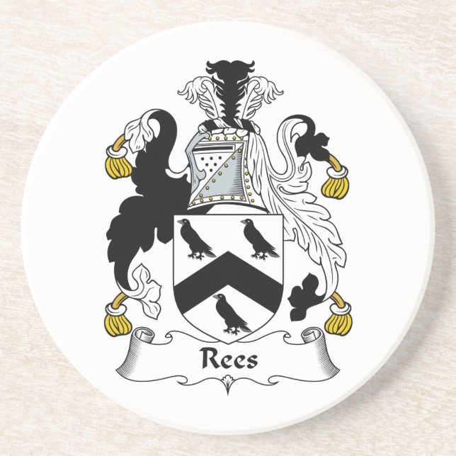 Rees Family Crest Sandstone Coaster (Front)