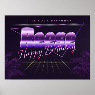Reese First Name Last Name purple retro poster bir