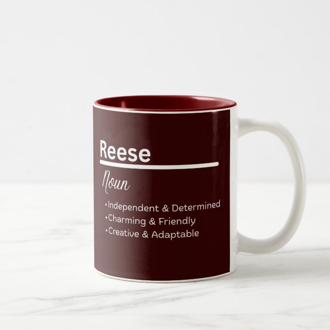 Reese Girl Name Definition Personalized Two-Tone Coffee Mug (Right)