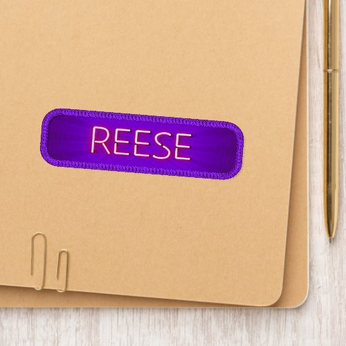 Reese name in glowing neon lights patch