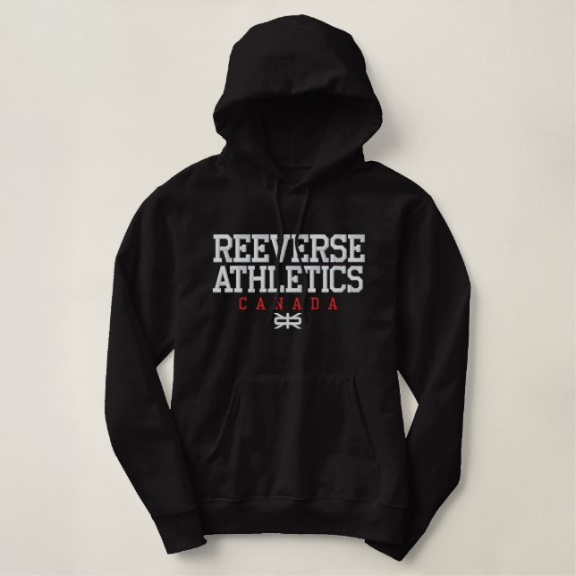 Reeverse Athletics Canada  Black/White Hoodie (Design Front)