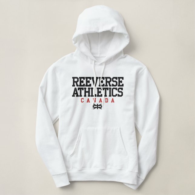 Reeverse Athletics Canada  White/Red Hoodie (Design Front)