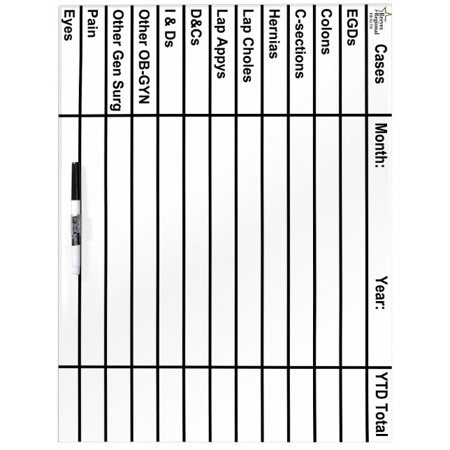 Reeves Case Totals Dry Erase Board (Front)