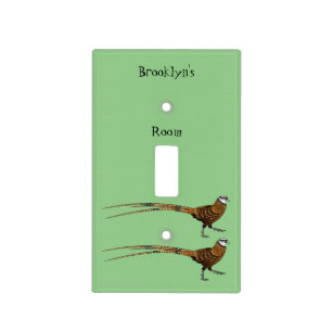 Reeves's pheasant bird cartoon illustration light switch cover