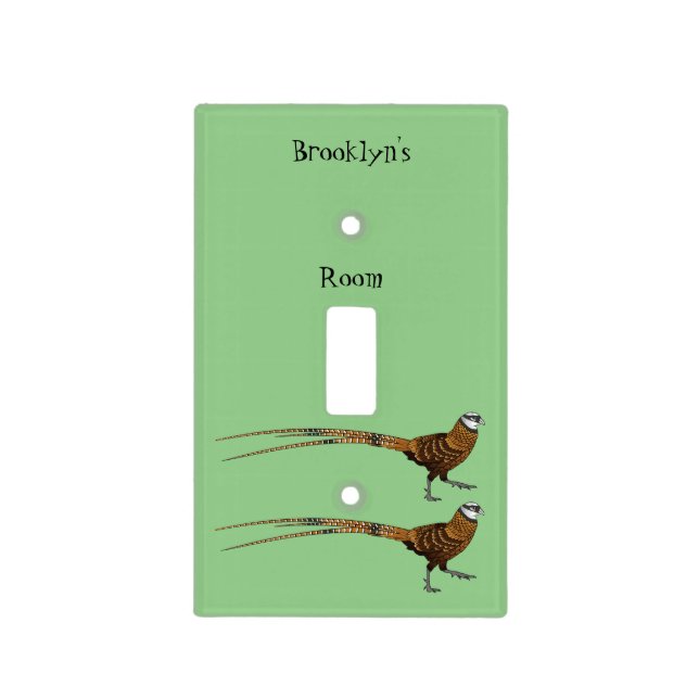 Reeves's pheasant bird cartoon illustration light switch cover (Front)