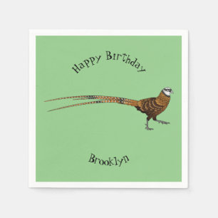 Reeves's pheasant bird cartoon illustration napkins