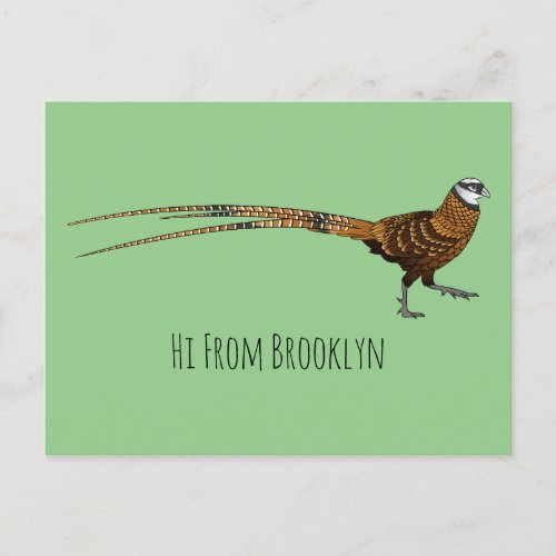 Reevess pheasant bird cartoon illustration postcard