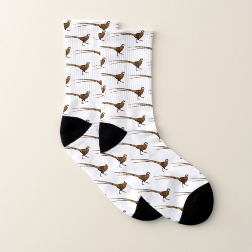 Reevess pheasant bird cartoon illustration socks