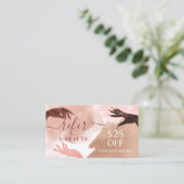 Refer A Beauty Pink Gold Beauty Hand Nail Referral Business Card (Standing Front)