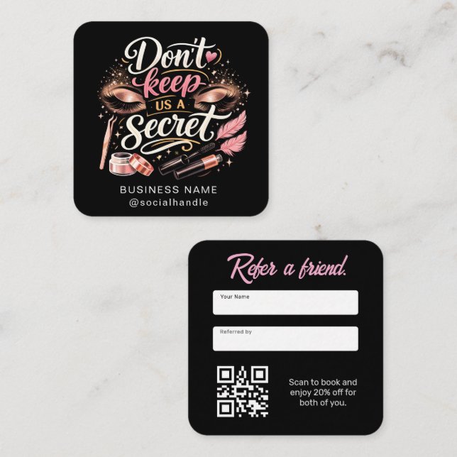 Refer a Friend Beauty Referral Card with QR Code (Front/Back)