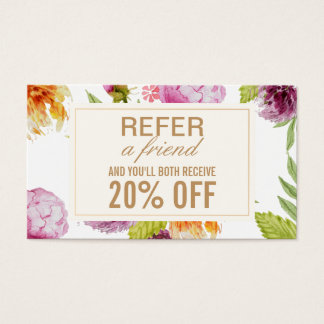 Refer a Friend Beauty Salon Floral Referral Card
