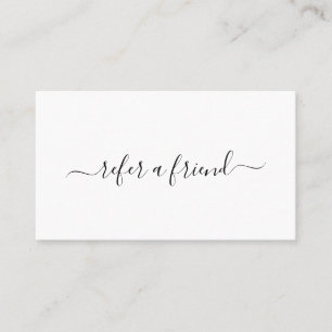 Refer a Friend Black White Beauty Salon Elegant Referral Card