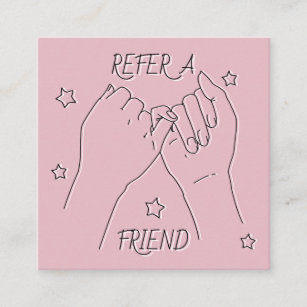 Refer a friend blush pink cute hands illustration referral card