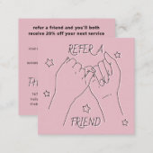 Refer a friend blush pink cute hands illustration referral card (Front/Back)