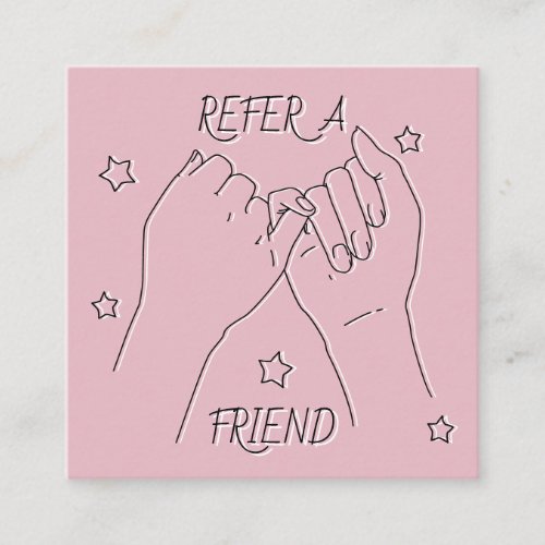 Refer a friend blush pink cute hands illustration referral card
