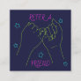 Refer a friend bright neon cute hands illustration referral card