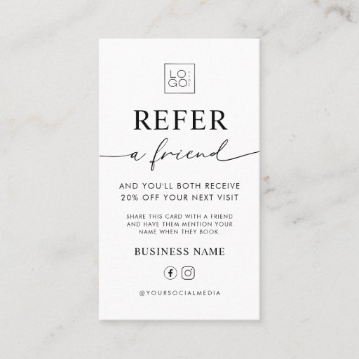Customizable Refer A Friend Business Editable Referral Card