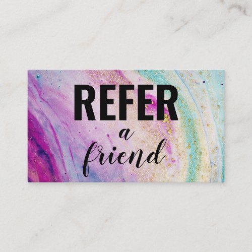 Refer a Friend Colorful Marble Referral Card