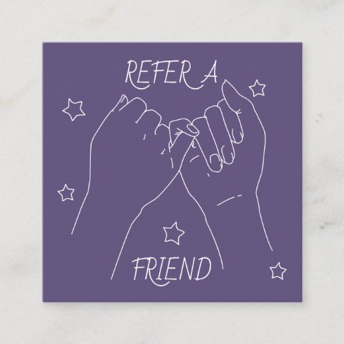 Refer a friend dark purple cute hands illustration referral card
