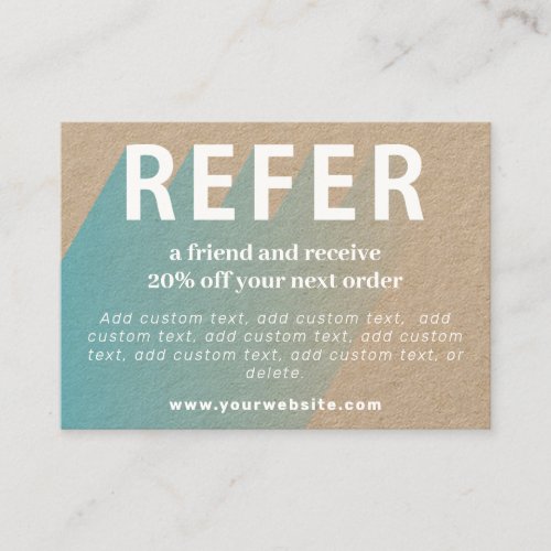 Refer a Friend Discount Business Card