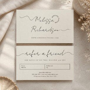 Refer A Friend Elegant Calligraphy Script Neutral Referral Card