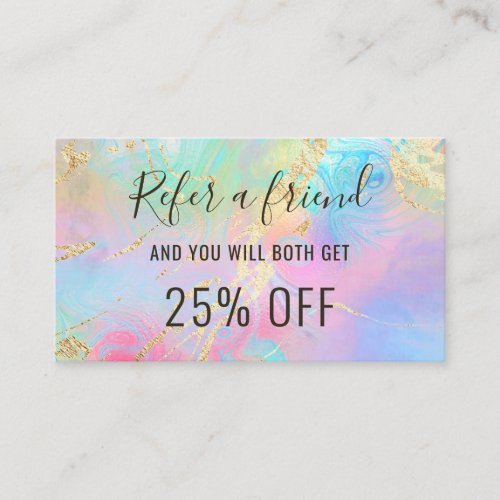 Refer a friend FAUX holographic effect Business Card